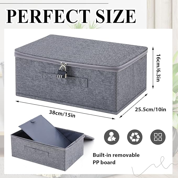 Discreet Lockable Adult Toy Bag Storage Organizer Toy Bag Storage Bins Case with Zipper Lid 15 x 10 x 6.3 Inches for Women and Men Clothes Container(Gray)-NeatNest