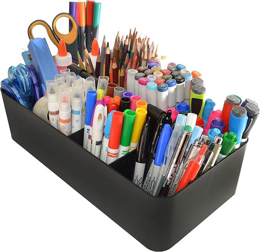 8 Compartments DIY Dividers,Large Portable Caddy, Multi Purpose,Stackable, Modern Solution for School, office, Desktop Endless use of your Choice -MADE IN USA (Black)-NeatNest