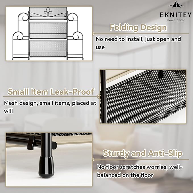 EKNITEY Bathroom Counter Organizer - 3 Tier Spice Rack Organizer Skincare Countertop Organizers for Bathroom Kitchen Bedroom Black (No Assembly)