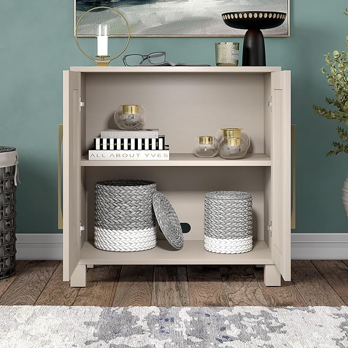 Henn&Hart 28" Wide Rectangular Accent Cabinet in Beech White, for Home, Living Room, Bedroom, Entertainment Room, Office.