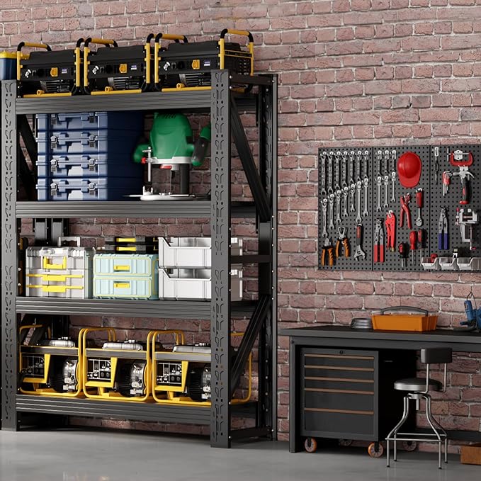 42" W Garage Shelving,4-Tier Heavy Duty Storage Shelves Unit with Adjustable Metal Shelf for Warehouse,Basement,Workshop,3400LBS,42" W x 20" D x 79" H,Black-NeatNest