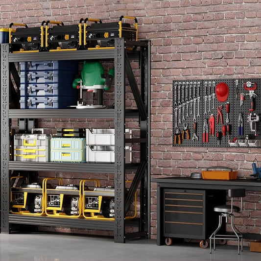 42" W Garage Shelving,4-Tier Heavy Duty Storage Shelves Unit with Adjustable Metal Shelf for Warehouse,Basement,Workshop,3400LBS,42" W x 20" D x 79" H,Black-NeatNest