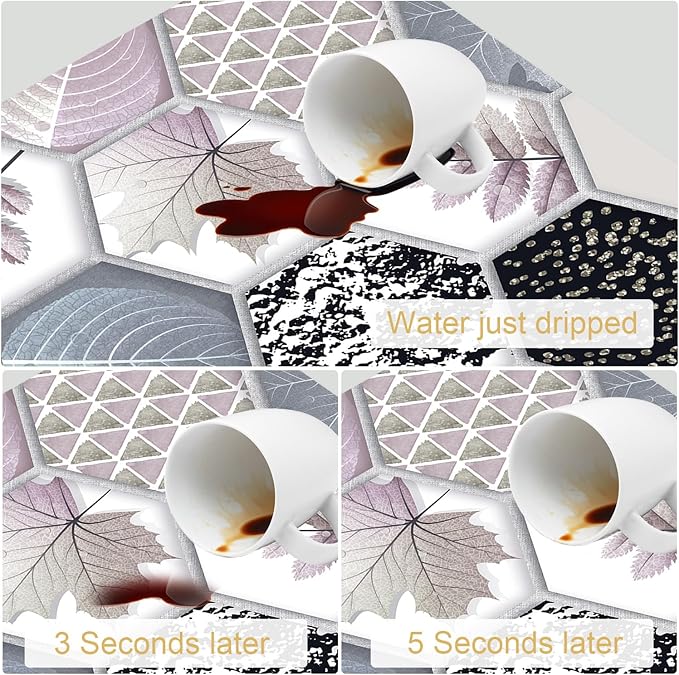 Hexagonal Printed Marble Dish Drying Mats Super Absorbent Dish Drainer Rack Pad Non-Slip Drying Mat for Kitchen Counter, 24"x16"