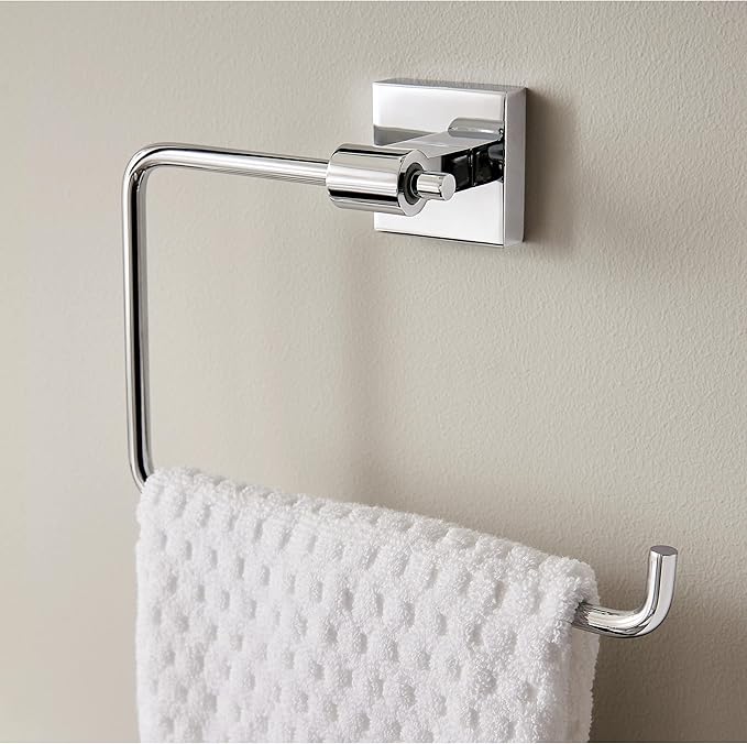 Franklin Brass Maxted (1-Pack) Hand Towel Holder Polished Chrome Towel Racks for Bathroom Wall Square Towel Ring Holder for Bath Towel Hanger for Kitchen, Bathroom Accessories MAX46-PC