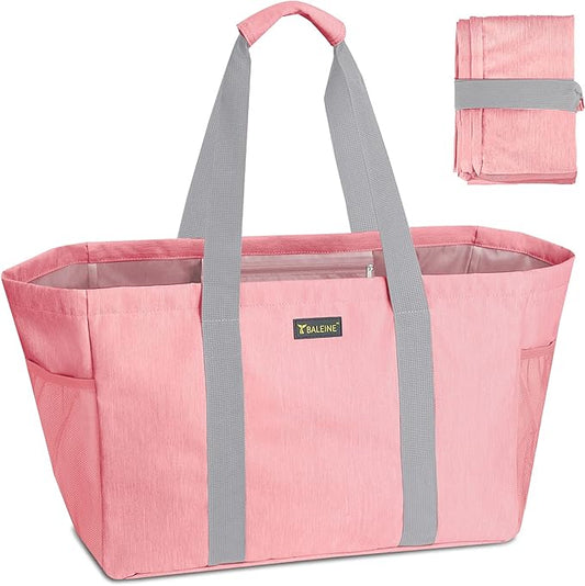 BALEINE Soft 9 Gallon Extra Large Utility Tote, Foldable Reusable Storage Bag (Peach Pink)-NeatNest