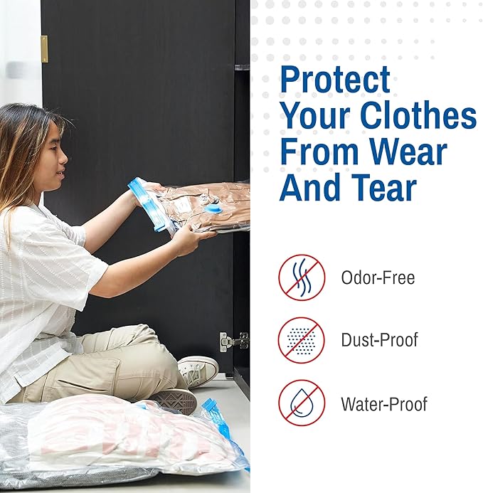 12 Pack Variety Vacuum Storage Bags for Comforters, Blankets & Clothes – Vacuum Sealed Compression Bags with Hand Pump – Space Saver Storage Bags for Bedding, Moving, Travel & Organization (6L & 6XL)-NeatNest