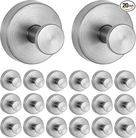 20 Pack Suction Cup Hooks for Shower, Suction Cup Towel Hooks for Bathrooms, Adhesive Wall Hook, SUS304 Waterproof Stainless Steel Hooks for Bathroom, Bedroom, Kitchen, Hotel and Office