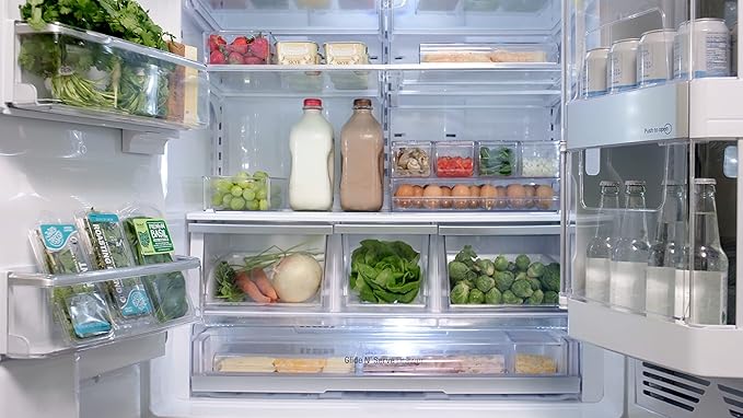 Egg Holder and Fridge Organizer | Clear Food-Grade Plastic Refrigerator Egg Storage Container | Holds Up to 17 Eggs | Dishwasher Safe, Heat and Freezer Resistant | Made in USA