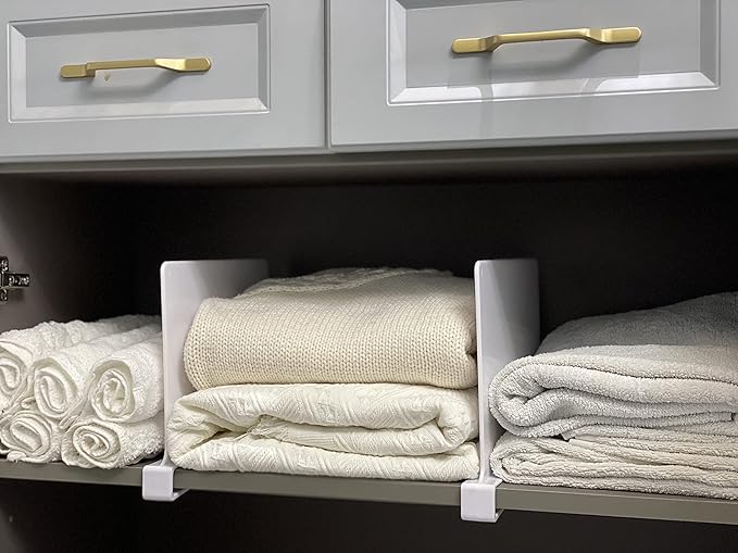 CY craft Shelf Dividers for Closets,White Acrylic Shelf Divider for Wood Shelves and Clothes Organizer/Purses Separators Perfect for Kitchen Cabinets and Bedroom Organizer,2 Pieces-NeatNest