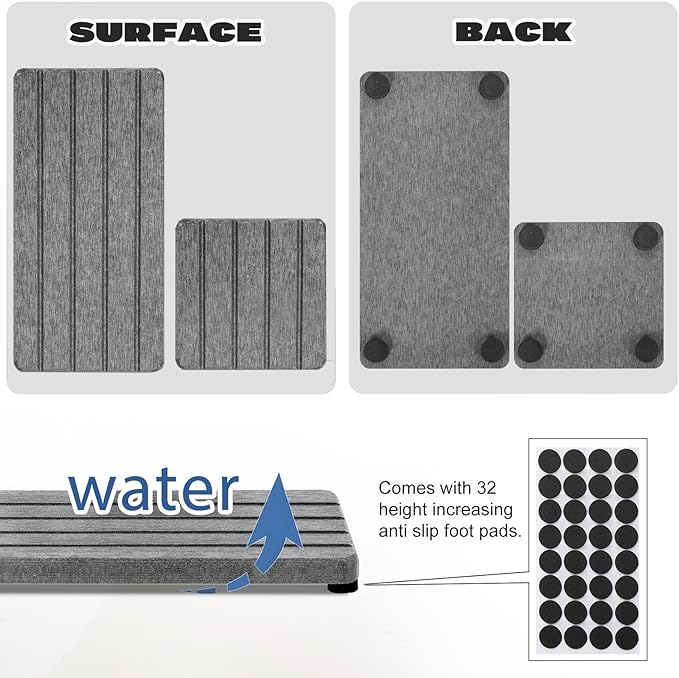 4PCS Stone Drying Tray for Bathroom Sink and Kitchen Counter, Fast Drying Diatomite Stone Sink Tray Soap Trays, Diatomaceous Coaster, Water Absorbing Stones Trays for Sinks-NeatNest