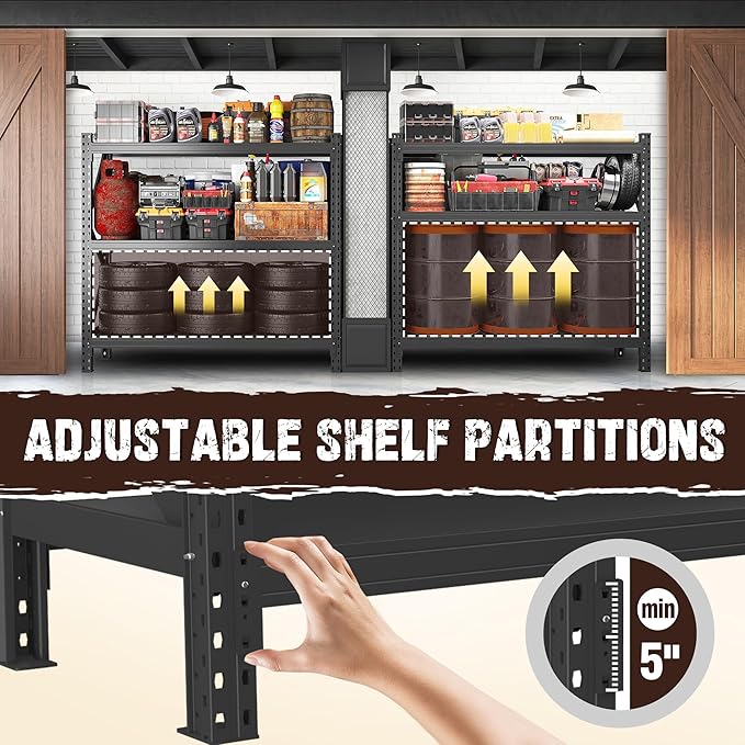 Heavy Duty Garage Shelving Unit - 8500 lbs Capacity, Industrial Metal Storage Rack, Adjustable Steel Rack for Garage, Warehouse, Basement, Pantry (67" W x 19.7" D x 63" H)-NeatNest