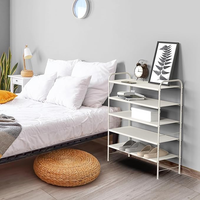 Simple Houseware 5-Tier Shoe Rack Storage Organizer, White-NeatNest
