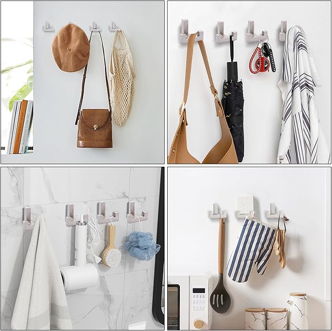 5 Pack Heavy Duty Coat Hook Wall Mount with Screw Retro Double Coat Hook Utility Hook for Coats, Scarves, Bags, Towels, Keys, Hats, Mugs (Dark Sliver)