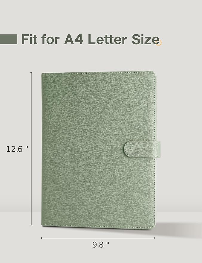 Clipboard Folder Padfolio, Mymazn Writing Portfolio Faux Leather Clipboards with Cover for Legal Pad Holder Letter Size A4 8.5 x 11 for Business Conference Notepad Clip Board (Sage)-NeatNest