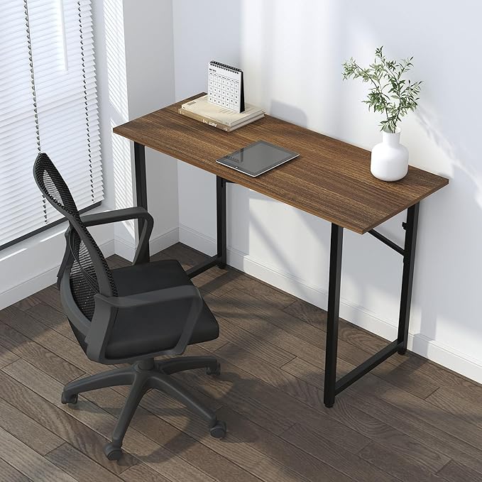 Folding Computer Desk 47 inch Writing Gaming Computer Camping Table, No Assembly Required Home Office Desk, Espresso-NeatNest