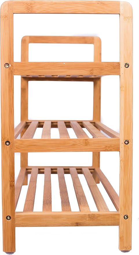 BirdRock Home Bamboo Shoe Rack Organizer for Entryway, Closet, or Front Door - Stackable Wooden Storage Shelf for Small Spaces, Indoor or Outdoor, Decorative Brown Madera - Elegant, Simple - 3 Tier-NeatNest