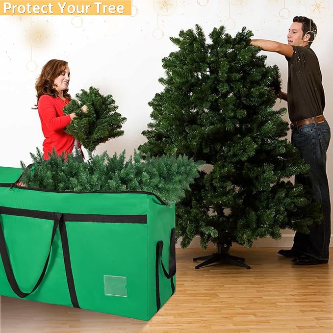 4.5 ft Christmas Tree Storage Bag, Heavy Duty Christmas Tree Bag with Reinforced Handles and Dual Zippers Wide Opening, Large Capacity fits for Artificial Christmas Tree (Green, 4.5 ft)-NeatNest