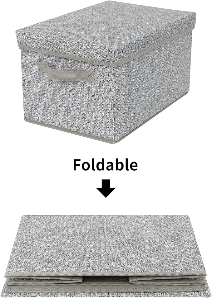 GRANNY SAYS Storage Box, Storage Bins with Lids, Closet Storage Containers, Storage Basket with Lid, Storage Organizer Bins, Decorative Boxes Keepsake, Large Storage Bins, Gray, 3-Pack-NeatNest
