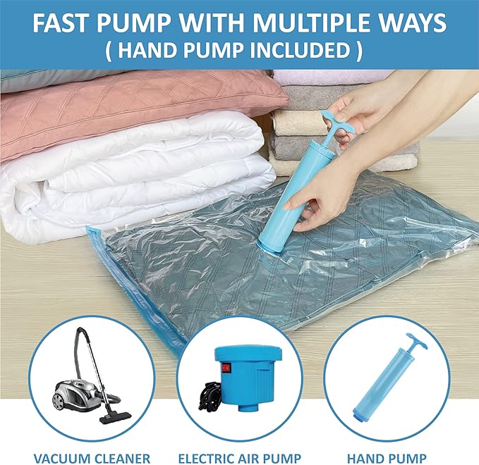 20 Pack Vacuum Storage Bags with Pump, Space Saver Vacuum Storage Bags, Vacuum Seal Bags for Clothing, Comfoters, Pillows, Blanket, Bedding-NeatNest
