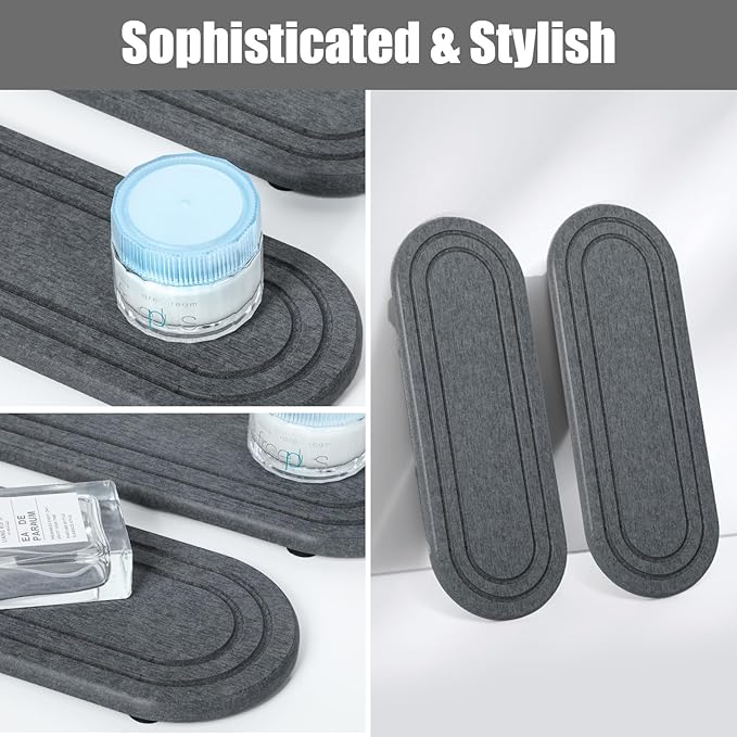 2PCS Water Absorbing Stone Tray, Fast Drying Diatomite Stone Sink Tray, Water Absorbent Diatomite Coasters, Stones Soap Trays for Kitchen Sink, Bathroom Counter Hand Soap Dish Toothbrush Holders-NeatNest