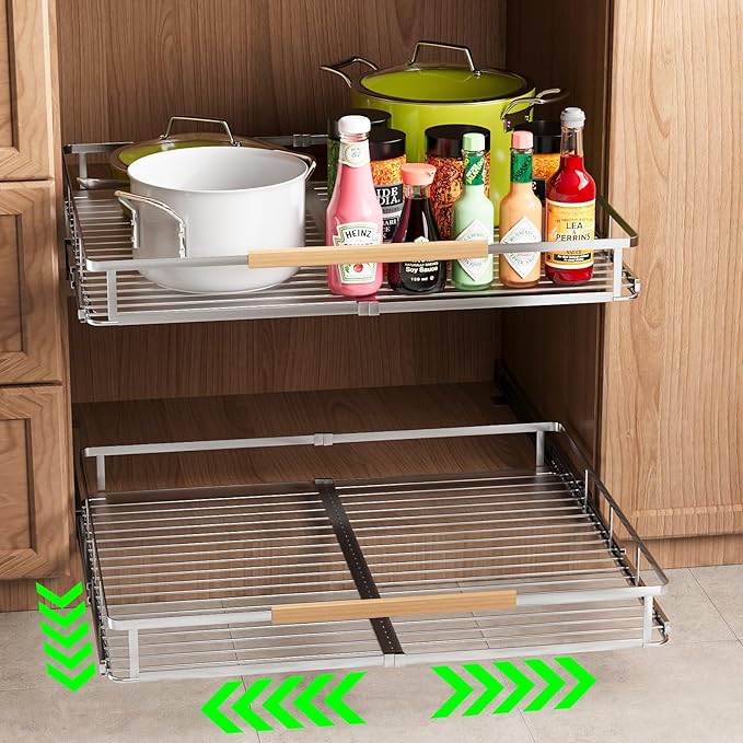Expandable Pull Out Drawers for Cabinets, Kitchen Cabinet Slide Out Shelves, Adjustable Roll Out Drawers, Small 1 Pack-NeatNest