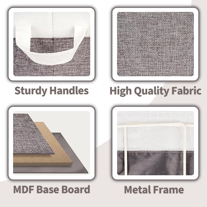 GRANNY SAYS Storage Baskets for Shelves, Closet Organizer Bins, Clothes Storage Bins with Metal Frame, Large Baskets for Organizing and Storage, Collapsible, Gray&White, 2-Pack-NeatNest