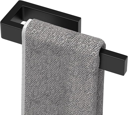 HUFEEOH Hand Towel Holder, Stainless Steel Bathroom Towel Holder Towel Bar, Matte Black Dish Towel Hanger Wall Mount Kitchen Towel Rack Heavy Duty Hand Towel Racks for Bathroom