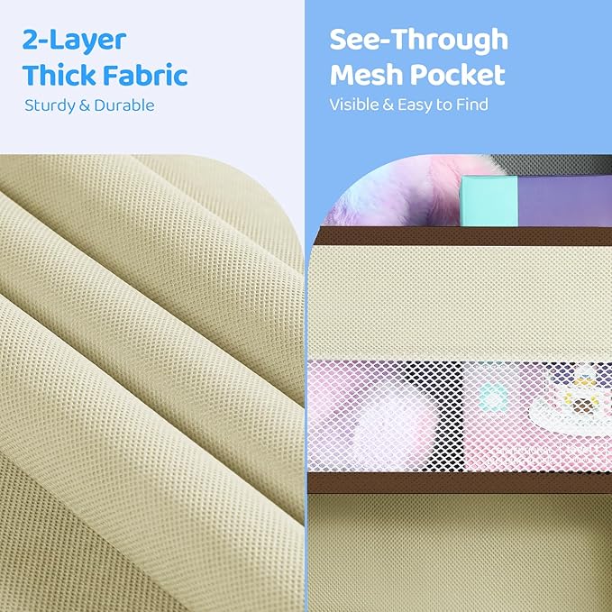 Yecaye 2 Pack 4 Tier Over the Door Organizer, Foldable Portable Baby Essentials for Stuffed Animal Storage - Multi-purpose Bathroom Closet Organizers and Storage for Kids Newborn Baby Stuff Beige-NeatNest