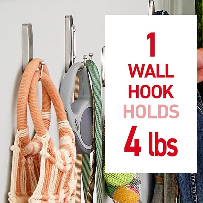 Command Large Brushed Nickel Double Hooks, 2 Hooks and 2 Command Strips, Damage-Free Hanging Wall Hooks with Adhesive Strips, No Tools Coat Hooks for Hanging Home Decor, Holds up to 4 lb-NeatNest