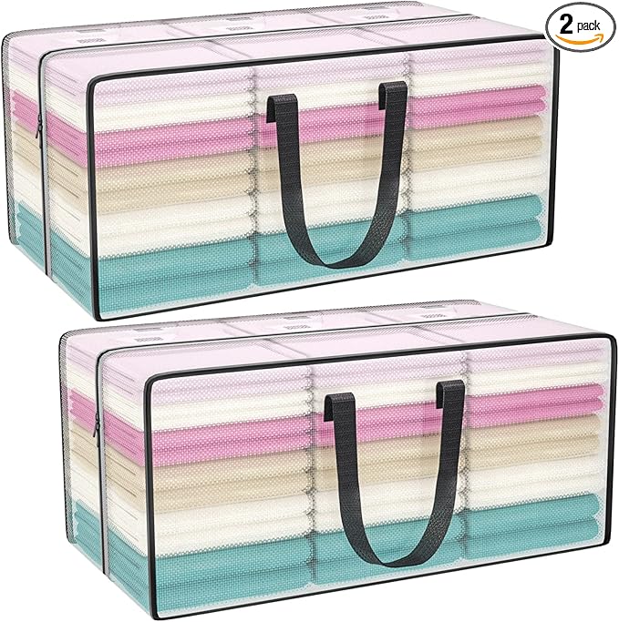 Clear Storage Bags with Zipper, 2 Pack Large Moving Bags Heavy Duty Extra Large, Plastic Storage Totes for Clothes, College dorm Packing Bags with Strong Handles-NeatNest
