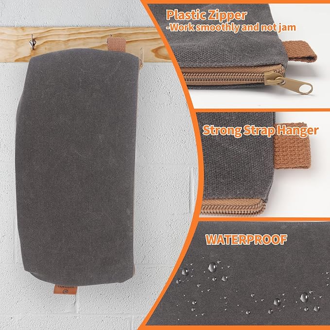 Canvas Zipper Pouch, 3 Pack Small Tool Pouch Organizer, Heavy Duty 16OZ Waxed Canvas Mini Zipper Bag Pouch, 5.7/6.7/12.3 Inch Tool Multipurpose Water Resistant Storage Pouches-NeatNest