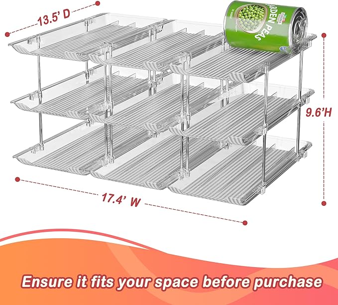 Can Storage Organizer Pantry and Canned Food Holders for Soup Can Goods Dispenser with Rack Clear 9-Pack-NeatNest