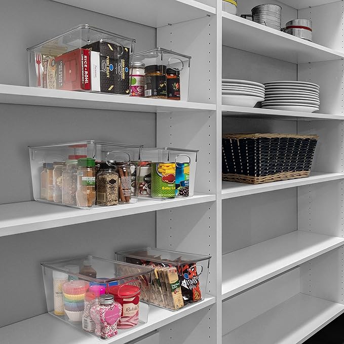 ClearSpace Plastic Storage Bins With lids, 8 Pack – Perfect Pantry Organization and Storage – Fridge Organizer, Pantry Storage Containers and Storage Bins, Cabinet Organizers-NeatNest
