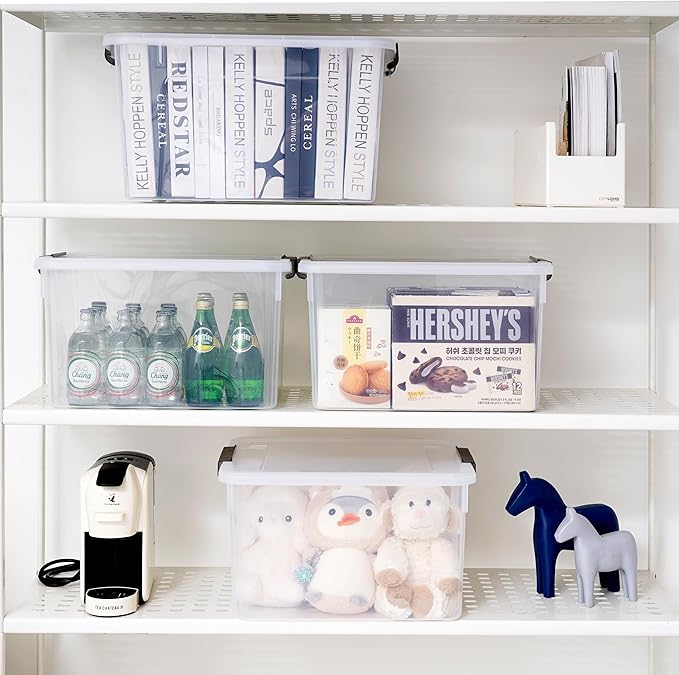 Citylife 32 QT Plastic Storage Bins with Latching Lids Stackable Storage Containers for Organizing Large Clear Storage Box for Garage, Closet, Classroom, Kitchen, 2 Packs-NeatNest