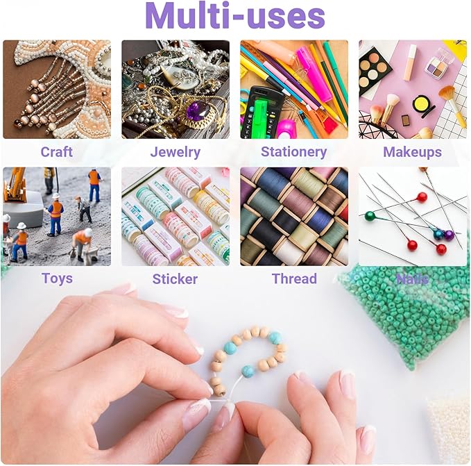 36-Grid Bead Storage Containers, 2 Packs Clear Craft Organizers and Storage Box with Dividers for Small Accessories, Nail Art, Jewelry Gem, Beads, Tackle, Miniature Fittings-NeatNest