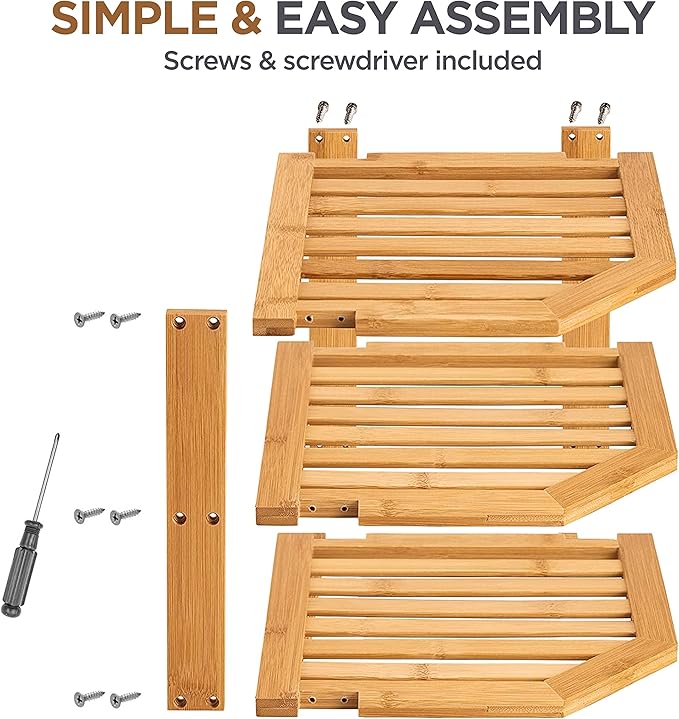2-Pack Plate Organizer for Cabinet - Bamboo Corner Shelf for Kitchen or Bathroom Storage, Space-Saving Rack for Dishes, Countertop, Cabinet, Pantry - Organization & Housewarming Gift-NeatNest