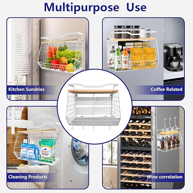 Upgrade Strong Magnetic Shelf for Fridge, Onion and Potato,Spice Rack,Fruit and Vegetable Storage and Organizer, Refrigerator organizers, Magnetic Basket for Pantry, Kitchen and Laundry Organizer