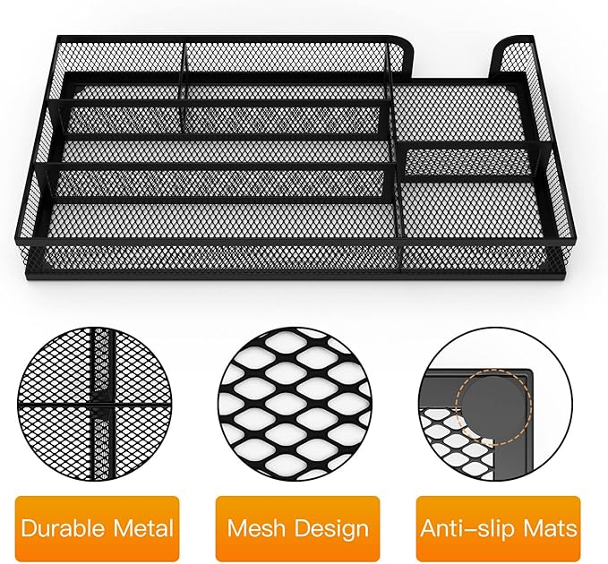 Desk Drawer Organizer, Metal Mesh Dividers Organizer (Blak-2P, Small)-NeatNest