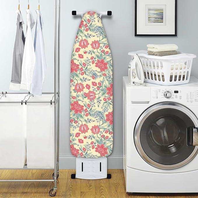Extra Thick Ironing Board Cover and Pad, Floral Farmhouse 15x54 Ironing Board Cover, Resist Scorching and Staining,Elastic Edges,Vintage Beige
