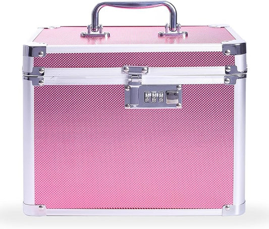 Medication Combination Lock Boxes with Code for Personal Items, Medicine Lockbox for Documents 10 x 7.25 x 7.75 Inches Rose