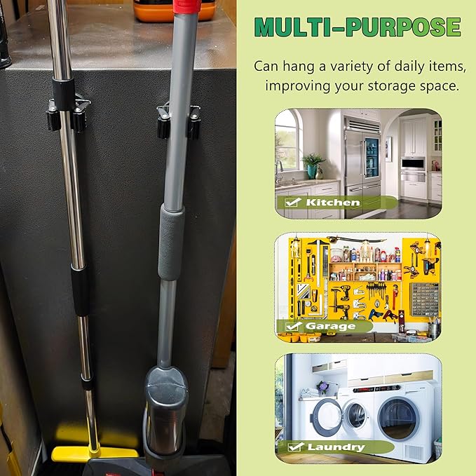 ULIBERMAGNET Magnetic Shovel Mop Broom Holder,2 Pack Heavy Duty Movable Magnetic Broom Holder Rack,Anti-slip Wall Mounted Utility Storage Mop Shovel Hanger for Garage, Kitchen, Laundry, Garden