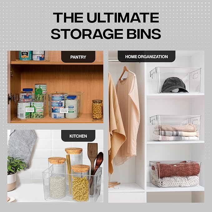 ClearSpace Clear Plastic Storage Bins – Pantry Organizers & Storage Containers, Cabinet Organizer - Home Organization Must Haves for Kitchen, Laundry Room, Office, Closet, Garage & Freezer-NeatNest