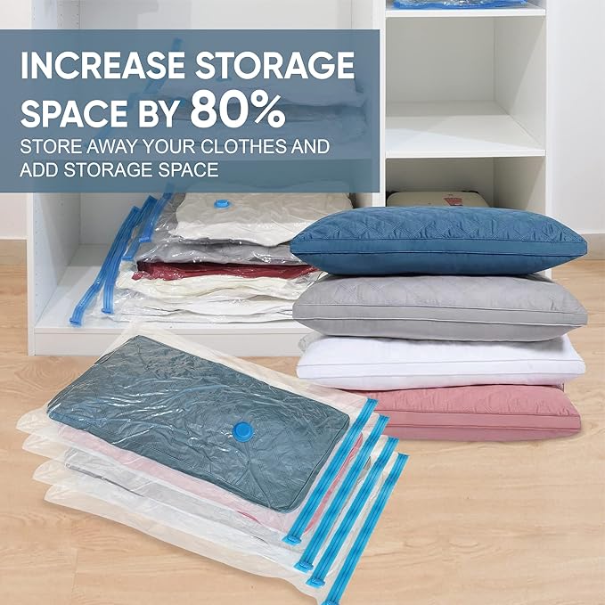 10 Pack Vacuum Storage Bags with Pump, 5 Jumbo and 5 Large Space Saver Vacuum Storage Bags, Vacuum Seal Bags for Clothing, Comfoters, Pillows, Blanket, Bedding-NeatNest