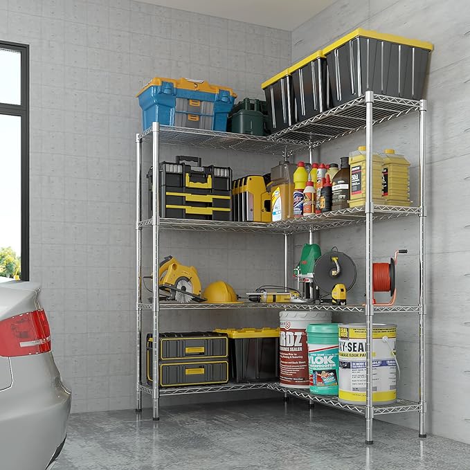 58'' Adjustable Storage Shelves Wire Shelving Unit Multiple Rows Shelving for Storage Rack Shelves for Storage Heavy Duty Garage Shelf Pantry Shelves Kitchen Shelving