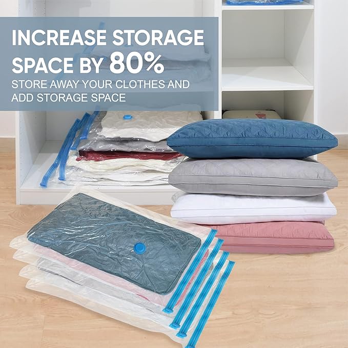 10 Large Vacuum Storage Bags with Hand Pump, Large Vacuum Seal Bags for Clothing, Space Saver Bags for Travel Lugggage, Blankets, Comforters-NeatNest