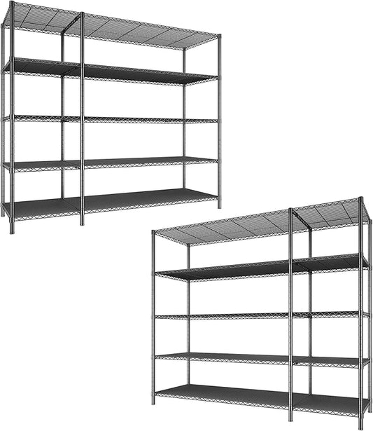 52.36" W Storage Shelves Metal Shelving Unit Load 1400LBS 5 Tier Wire Rack for Storage Adjustable Garage Shelving Heavy Duty Shelves for Pantry Kitchen Garage, 52.36W x13.78Dx70.8H-NeatNest