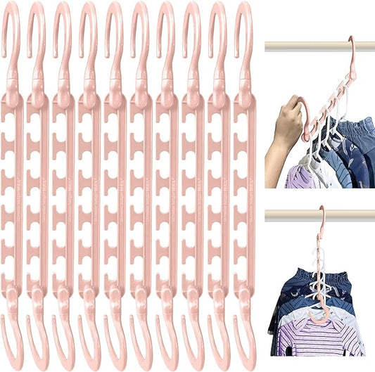 Wonder Hanger Max 10-Pack Space Saving Hangers, Reinforced Hooks Swivels 360°, Cascading Hanger, Teens, College Dorms, Kids & Closet Organizer, Assembled – Pastel Pink-NeatNest