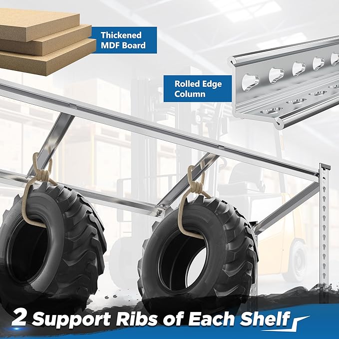 REIBII Garage Shelving, 5 Tier Storage Shelves Load 3000LBS, Adjustable Garage Shelving Heavy Duty, Metal Shelves Unit for Basement, Warehouse, 48" W x 72" H x 18" D, Galvanized-NeatNest