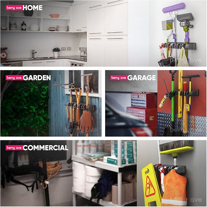 EXTRA GRIP Mop & Broom Holder Wall Mount - Wall Hanging Garden Tool & Utility Closet Organizer, Mop & Broom Hook, Broom Hanger Wall Mount, Mop Broom Organizer, Wall Mounted Broom Rack Mop Storage-NeatNest