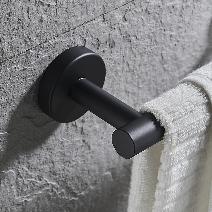 Hand Towel Holder for Bathroom Hardware Set, SUS304 Stainless Steel Towel Bar, 9-Inch Matte Black Bathroom Accessories Towel Rack, Wall Mounted.